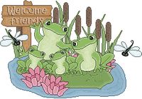 Cartoon Frogs and Dragonflies